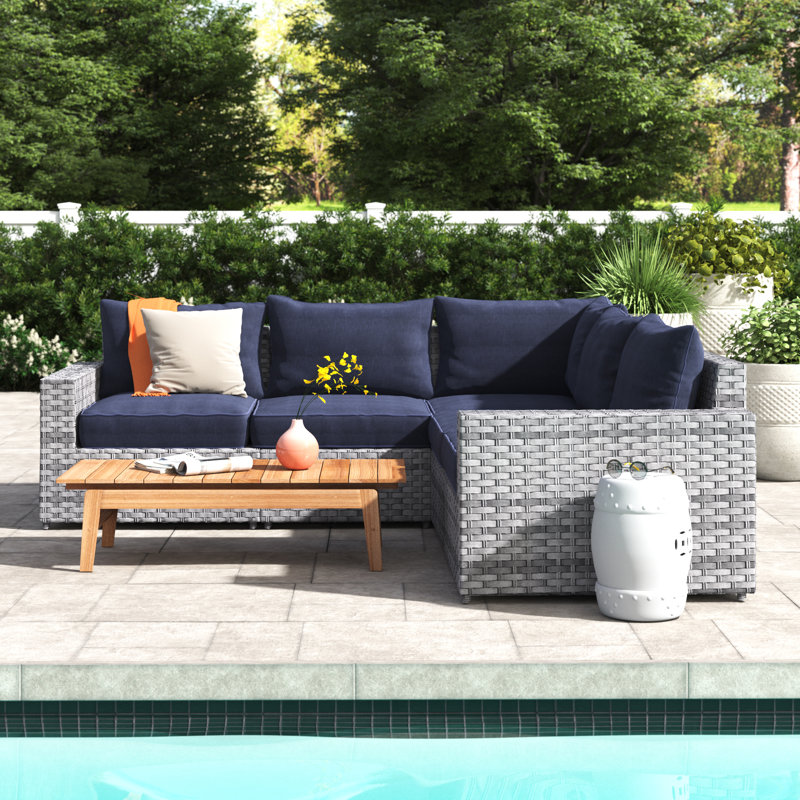 Sol 72 Outdoor™ Kordell 91'' Wide Outdoor Wicker Symmetrical Patio